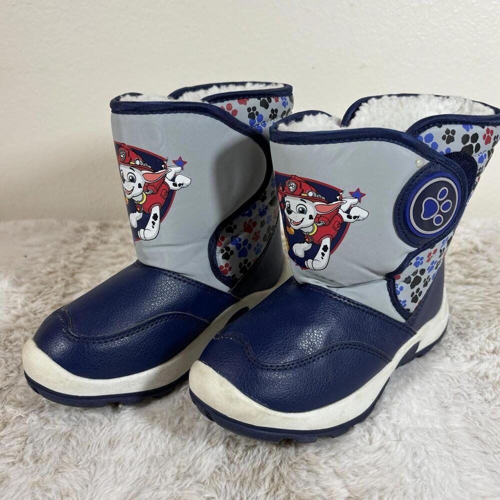 Paw Patrol Top Pup Toddler Winter Boots Boys Girls Size 12 Blue Faux Fur Lined